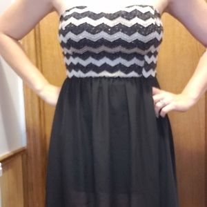 Windsor Strapless Hi-Lo Dress in Navy